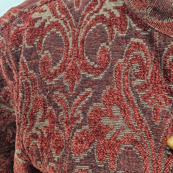 Flashback 90's Vintage Burgundy Aztec Boho Southwestern Tapestry Jacket Medium - Picture 5 of 8